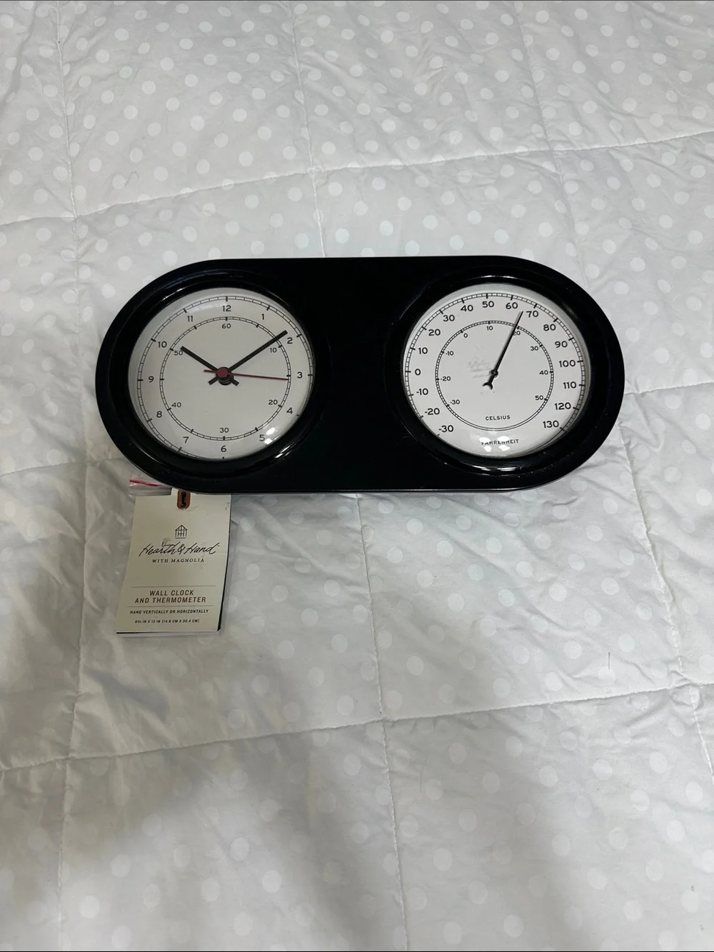 Hearth & Hand Black Wall Clock and Thermometer Duo